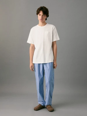 MANGO TEEN - Długa piżama w paski złamana biel - - Chłopak