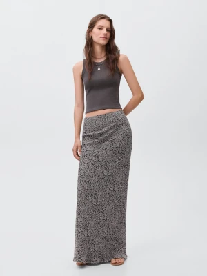 MANGO TEEN - Długa spódnica w kwiaty czarny - - Dziewczyna