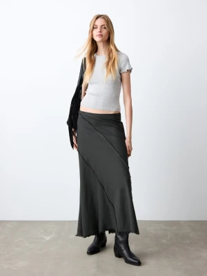 MANGO TEEN - Długa spódnica z postrzępionymi detalami antracytowy - - Dziewczyna