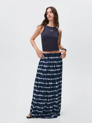 MANGO TEEN - Długa spódnica ze wzorem tie-dye ciemnogranatowy - - Dziewczyna