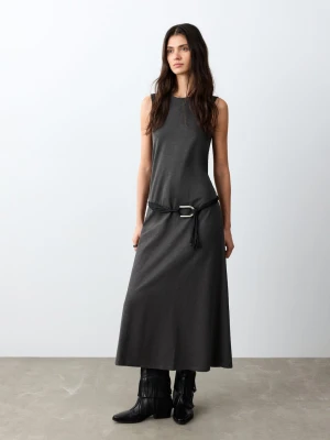 Długa sukienka z rozcięciami antracytowy - Dziewczyna - - MANGO TEEN