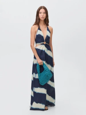MANGO TEEN - Długa sukienka ze wzorem tie-dye granatowy - - Dziewczyna