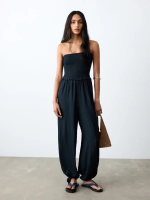 MANGO TEEN - Długi kombinezon bez ramiączek granatowy - - Dziewczyna