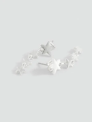 MANGO TEEN - Długie kolczyki z gwiazdkami srebrny - Rozmiar uniwersalny - Dziewczyna