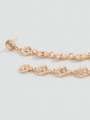 MANGO TEEN - Długie kolczyki z kamieniem złoty - Rozmiar uniwersalny - Dziewczyna