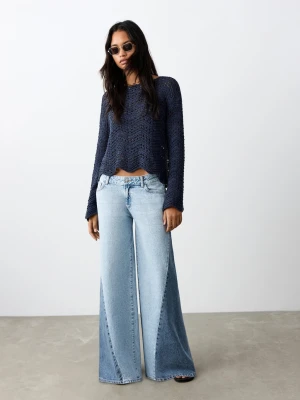 Dwukolorowe jeansy wideleg średni niebieski - Dziewczyna - - MANGO TEEN