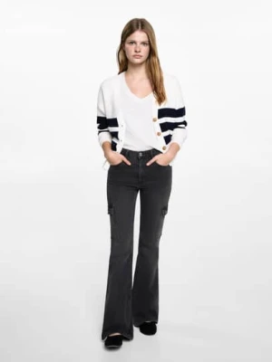 MANGO TEEN - Dżinsy flare cargo black denim - - Dziewczyna