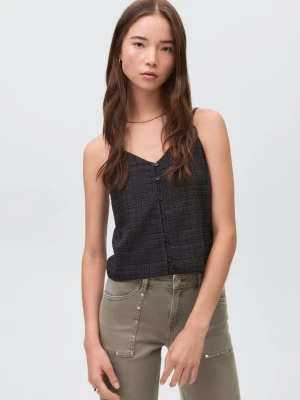 MANGO TEEN - Dżinsy culotte z nitami pastelowa zieleń - - Dziewczyna