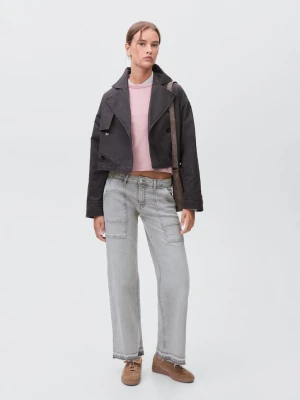 MANGO TEEN - Dżinsy culotte z nitami szary denim - - Dziewczyna