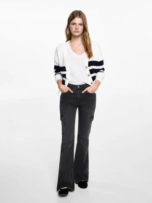 MANGO TEEN - Dżinsy flare cargo black denim - - Dziewczyna