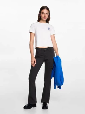 MANGO TEEN - Dżinsy flare cargo black denim - - Dziewczyna