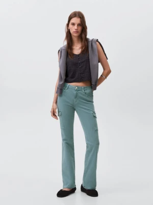 MANGO TEEN - Dżinsy flare cargo niebieski - - Dziewczyna