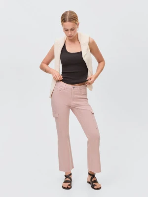 MANGO TEEN - Dżinsy flare cargo pastelowy róż - - Dziewczyna