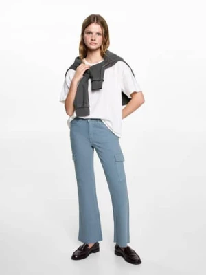 MANGO TEEN - Jeansy cargo crop niebieski - - Dziewczyna