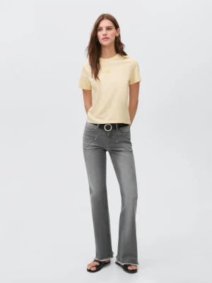 MANGO TEEN - Dżinsy o kroju flare z dżetami szary denim - - Dziewczyna