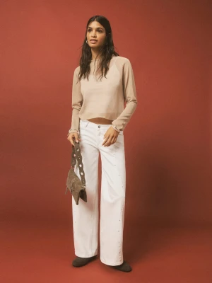 Dżinsy o niskim stanie z dżetami biały - Dziewczyna - - MANGO TEEN