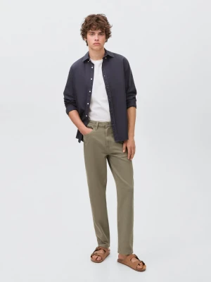 MANGO TEEN - Dżinsy regular fit khaki - - Chłopak