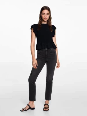 MANGO TEEN - Dżinsy slim crop black denim - - Dziewczyna