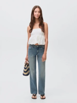 MANGO TEEN - Dżinsy straight fit średni niebieski vintage  - - Dziewczyna