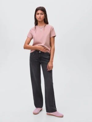 MANGO TEEN - Dżinsy straight z dżetami black denim - - Dziewczyna