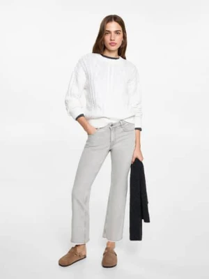 MANGO TEEN - Spodnie dżinsowe flare crop szary denim - - Dziewczyna