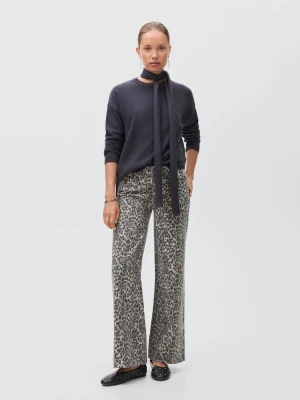 MANGO TEEN - Dżinsy wideleg w lamparcie cętki szary denim - - Dziewczyna
