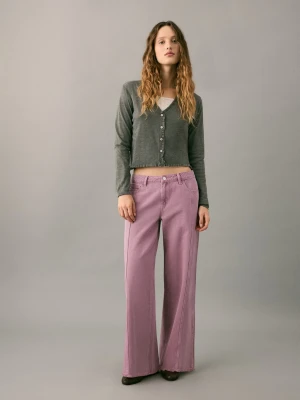 Dżinsy z niskim stanem i szwami różowy - Dziewczyna - - MANGO TEEN