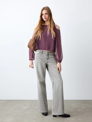 MANGO TEEN - Dżinsy z niskim stanem szary denim - - Dziewczyna