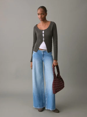 Dżinsy z niskim stanem wideleg średni niebieski - Dziewczyna - - MANGO TEEN