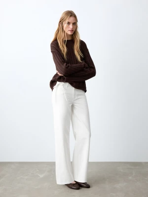 Dżinsy z prostymi nogawkami i sznurowaniem biały - Dziewczyna - - MANGO TEEN