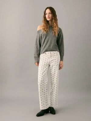 MANGO TEEN - Dżinsy z prostymi nogawkami z nadrukiem złamana biel - - Dziewczyna