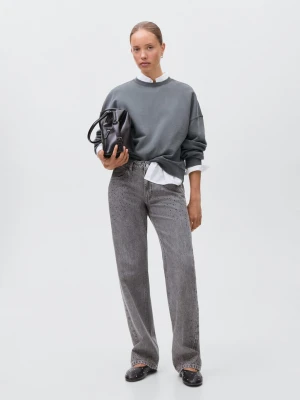 MANGO TEEN - Gładka bluza z bawełny antracytowy - - Dziewczyna