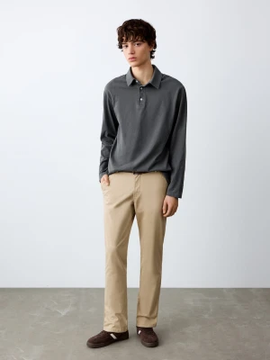 MANGO TEEN - Gładkie spodnie chinos beżowy - - Chłopak