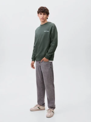 MANGO TEEN - Haftowana bluza z nadrukiem zielony - - Chłopak