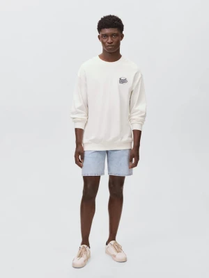 MANGO TEEN - Haftowana bluza z nadrukiem złamana biel - - Chłopak
