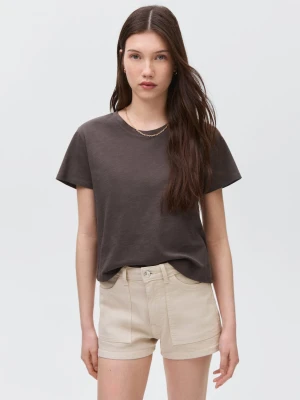 MANGO TEEN - Jeansowe szorty z kieszeniami jasny / pastelowy szary - - Dziewczyna