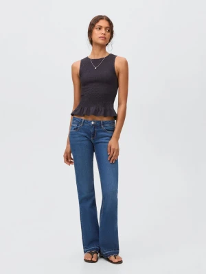 MANGO TEEN - Jeansy flare z niskim stanem ciemnoniebieski - - Dziewczyna
