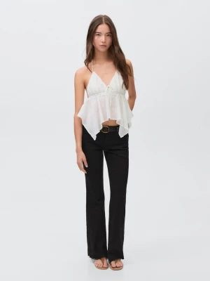 MANGO TEEN - Jeansy flare z niskim stanem czarny - - Dziewczyna