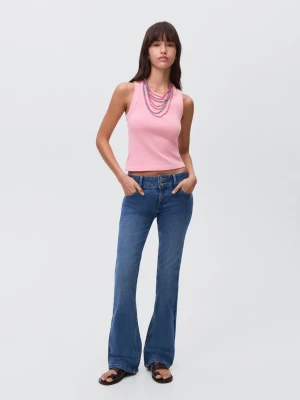 MANGO TEEN - Jeansy flare z niskim stanem średni niebieski - - Dziewczyna