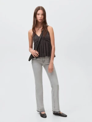 MANGO TEEN - Jeansy flare z niskim stanem szary denim - - Dziewczyna