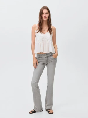 MANGO TEEN - Jeansy flare z niskim stanem szary denim - - Dziewczyna