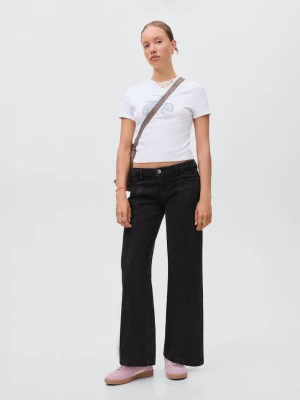 MANGO TEEN - Jeansy straight z gwiazdami black denim - - Dziewczyna