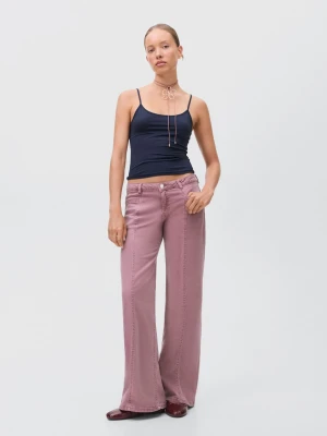 MANGO TEEN - Jeansy straight z gwiazdami pastelowy róż - - Dziewczyna