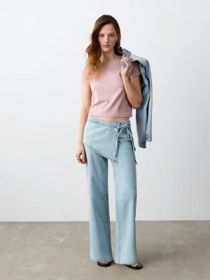Jeansy wide leg z wyjmowaną chustą jasnoniebieski - Dziewczyna - - MANGO TEEN