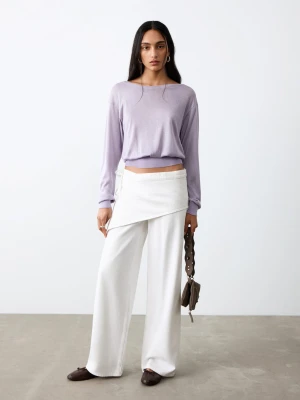 Jeansy wide leg z wyjmowaną chustą złamana biel - Dziewczyna - - MANGO TEEN