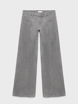 MANGO TEEN - Jeansy z niskim stanem i gwiazdami szary denim - - Dziewczyna