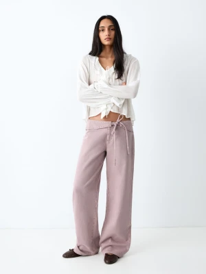 Jeansy z niskim stanem i kokardą purpurowy - Dziewczyna - - MANGO TEEN