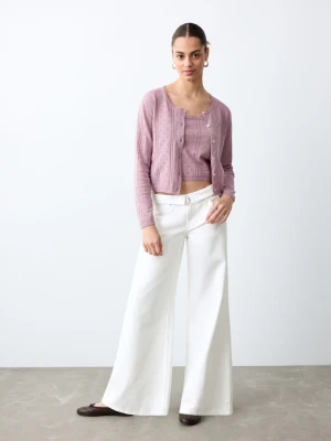 Jeansy z niskim stanem i wywinięciem złamana biel - Dziewczyna - - MANGO TEEN