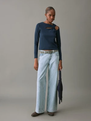 Jeansy z szerokimi nogawkami we wzór paisley jasnoniebieski - Dziewczyna - - MANGO TEEN