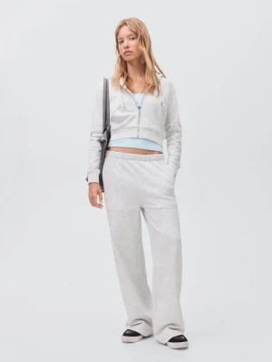 MANGO TEEN - Joggery bawełniane ze szwami ciemnogranatowy - - Dziewczyna